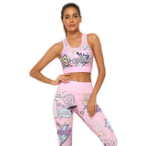 New Millennial Female Sport Suit Women Fitness Clothing Sport Wear Yoga Set Cartoon Design Gym Jogging Suits Sportswear Running Leggings
